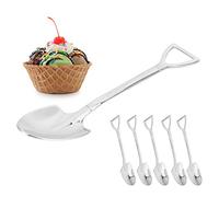 5 pièces cuillère à dessert pelle, cuillères à crème glacée en acier inoxydable forme de pelle fourchette pointue argenterie pour la maison fête cuisine restaurant bistro (cuillère pointue)