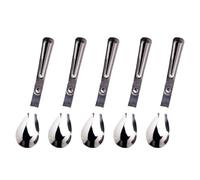 5 Pièces Cuillère Pliable en Acier Inoxydable, Portable, Argenté | Table, Design Pliant en Deux Sections, Facile à Nettoyer, Compatible Lave-vaisselle, Style Créatif