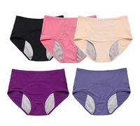 5 Pièces Culotte Anti-Fuite Urinaire Femme Lavable Avec Zone Absorbante, Multicolor