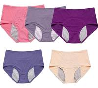 5 Pièces Culotte D'incontinence Urinaire, Anti-fuites Physiologique en Coton de Protection, Lavable avec Zone Absorbante Anti-Fuite pour Femmes A,L(45-55kg)