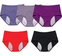 5 Pièces Culotte D'incontinence Urinaire, Anti-fuites Physiologique en Coton de Protection, Lavable avec Zone Absorbante Anti-Fuite pour Femmes B,4XL(85-95KG)