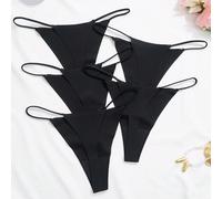 5 pièces Culottes tanga sexy taille basse, sous-vêtements bikini string sans ligne de culotte, culottes douces pour femmes pour un port quotidien, lingerie & vêtements intimes pour femmes, noir L,M,S,