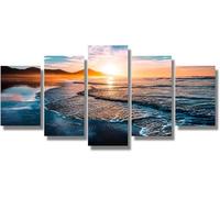 5 Pièces D'Art Mural Sur Toile Tableau Multi Panneau 5 Parties Paysage De Plage Au Coucher Du Soleil (Sans Cadre 100 X 50 Cm) Picture Pour Home Décor Imprimé Moderne Décoration Pour Le-25303947894372