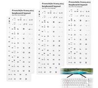 5 pièces d'autocollants clavier français, Universal Keyboard Letter Replacement Stickers, White Font on Black Background for Computer, Laptop, Notebook, Desktop, Matte Keyboard Alphabet Stickers