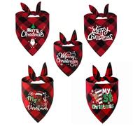 5 PièCes De Bandanas pour Chiens NoëL Chats Foulard éCharpe D’Animaux, Bavoirs en Triangle Ensemble Mouchoirs Flocon Neige Papa Homme des Neiges Costume D’éLan Accessoires Lavable FêTe