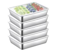 5 pièces de boîtes de découpe pour réfrigérateur, contenants de congélation en acier inoxydable avec couvercles, boîtes de conservation avec couvercles empilables en acier inoxydable - Boîtes de