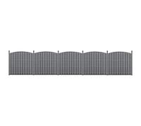 5 Pièces de Clôture Barrière Brise Vue Brise Vent Bois Composite WPC Demi-cercle Arrondi Gris 185 x 932 cm