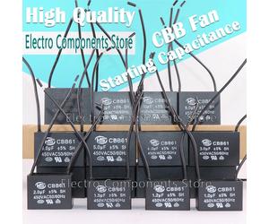5 pièces de condensateurs de démarrage pour ventilateur CBB61 1UF 1.2UF 1.5UF 1.8UF 2UF 2.5UF 3UF 4UF 5UF 6UF 8UF 10UF 12UF 18UF 450V, condensateur de fonctionnement moteur