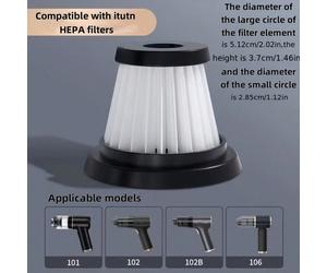 5 pièces de filtres de aspirateur à main sans fil pour voiture de série Itutn, lavables en PET. Réutilisables pour les aspirateurs verticaux et portables. Kit de filtres facile à remplacer. 2 pièces,5