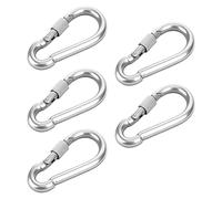 5 Pièces de Grands Mousquetons, M12 140.5mm en Acier Inoxydable avec Écrous de Sécurité et Charge de 431KG pour Hamac, Balançoire, Camping, Randonnée et Musculation