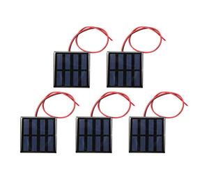 5 pièces de mini module d’alimentation à panneau solaire, petite plaque solaire en résine époxy avec câble rouge et noir de 30 cm, panneau solaire en polysilicium DC 2 V 150 mA