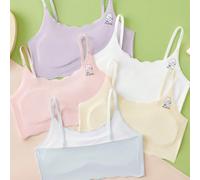 5 pièces de sous-vêtements multicolores pour filles. Soutiens-gorge de développement pour écolières et collégiens. Débardeurs de loisirs et de sport, anti-dérapants et anti-point de rosée, en soie gla