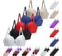 5 pièces de soutiens-gorge Minimiser pour femmes UK, push-up, rembourrés, en dentelle florale, à couverture complète, confortables, doux, avec armatures, pour tous les jours, # 12, 100D
