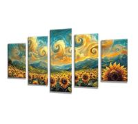 5 Pièces Diamond Painting Abstrait Tournesol Diamond Painting Adulte, DIY Full Drill Loisirs Créatifs Broderie Diamant Kit, Broderie Diamant Grand Décoration Maison Cadeau Femme 175x105cm q-798