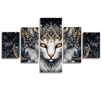 5 Pièces Diamond Painting Adulte Chat étrange, Animal 5D Peinture Diamant Painting Activite Creative Adulte, DIY Diamond-painting Numero D'art Strass Broderie pour Decoration Maison 100x50cm, Model477