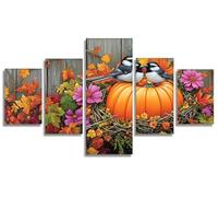 5 Pièces Diamond Painting Adulte Citrouille, Oiseau 5D Peinture Diamant Painting Activite Creative Adulte, DIY Diamond-painting Numero D'art Strass Kit Broderie pour Decoration Maison 75x35cm,Model204