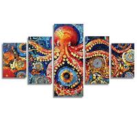 5 Pièces Diamond Painting Adulte Pieuvre, Animal Peinture Diamant Painting Activite Creative Adulte, DIY Diamond-painting Numero D'art Strass Kit Broderie pour Decoration Maison Murale 50x30cm, Model3