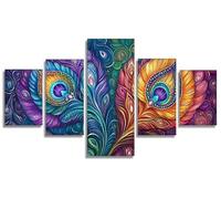 5 Pièces Diamond Painting Adulte Plume, Couleur 5D Peinture Diamant Painting Activite Creative Adulte Diamond-painting Numero D'art Strass Kit Broderie pour Decoration Maison Murale 250x120cm, Model9