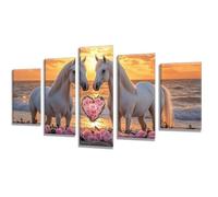 5 Pièces Diamond Painting Amour Cheval Diamond Painting Adulte, DIY Full Drill Loisirs Créatifs Broderie Diamant Kit, Broderie Diamant Grand Art pour Décoration Maison Cadeau Femme 175x105cm q-775