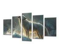 5 Pièces Diamond Painting Animal Loup Diamond Painting Adulte, DIY Full Drill Loisirs Créatifs Broderie Diamant Kit, Broderie Diamant Grand Art pour Décoration Maison Cadeau Femme 175x105cm q-729