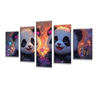 5 Pièces Diamond Painting Animal Panda Diamond Painting Adulte, DIY Full Drill Loisirs Créatifs Broderie Diamant Kit, Broderie Diamant Grand Art pour Décoration Maison Cadeau Femme 175x105cm q-815