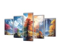 5 Pièces Diamond Painting Arbre des quatre saisons Paysage Diamond Painting Adulte, DIY Full Drill Loisirs Créatifs Broderie Diamant Kit, Broderie Diamant Grand Format Femme Cadeau 125x75cm q-456