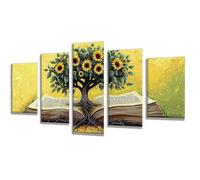 5 Pièces Diamond Painting Arbre Tournesol Diamond Painting Adulte, DIY Full Drill Loisirs Créatifs Broderie Diamant Kit, Broderie Diamant Grand pour Décoration Maison Cadeau Femme 175x105cm q-713