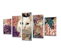 5 Pièces Diamond Painting Chat Fleurs Diamond Painting Adulte, DIY Full Drill Loisirs Créatifs Broderie Diamant Kit, Broderie Diamant Grand Art pour Décoration Maison Cadeau Femme 225x135cm q-580