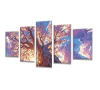 5 Pièces Diamond Painting Ciel Arbre Diamond Painting Adulte, DIY Full Drill Loisirs Créatifs Broderie Diamant Kit, Broderie Diamant Grand Art pour Décoration Maison Cadeau Femme 225x135cm q-551