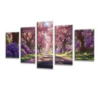 5 Pièces Diamond Painting Coucher soleil Fleurs cerisier Diamond Painting Adulte, DIY Full Drill Loisirs Créatifs Broderie Diamant Kit, Broderie Diamant Grand Format Femme Cadeau 175x105cm q-789