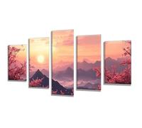 5 Pièces Diamond Painting Coucher soleil montagnes Diamond Painting Adulte, DIY Full Drill Loisirs Créatifs Broderie Diamant Kit, Broderie Diamant Grand Décoration Maison Cadeau Femme 225x135cm q-573