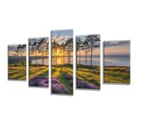 5 Pièces Diamond Painting Coucher soleil Paysage Diamond Painting Adulte, DIY Full Drill Loisirs Créatifs Broderie Diamant Kit, Broderie Diamant Grand Décoration Maison Cadeau Femme 225x135cm q-577