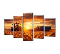 5 Pièces Diamond Painting Coucher soleil Tracteur Diamond Painting Adulte, DIY Full Drill Loisirs Créatifs Broderie Diamant Kit, Broderie Diamant Grand Décoration Maison Cadeau Femme 50x30cm q-380
