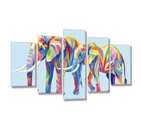 5 Pièces Diamond Painting Couleur Éléphant Broderie Diamant Kit Complet, Grand Format Diamant Painting, DIY Diamond Art Point de Croix Craft Kit, Salon Tableau Decoration Murale 250x125cm j7s-672