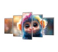 5 Pièces Diamond Painting Couleur Singe Diamond Painting Adulte, DIY Full Drill Loisirs Créatifs Broderie Diamant Kit, Broderie Diamant Grand Art pour Décoration Maison Cadeau Femme 125x75cm q-445