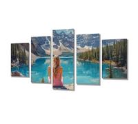 5 Pièces Diamond Painting Fille Lac Broderie Diamant Kit Complet, Grand Format Diamant Painting Puzzle Stitch, DIY Diamond Art Point de Croix Craft Kit, Tableau Decoration Murale 300x150cm j7s-191