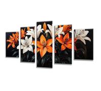 5 Pièces Diamond Painting Fleur Lis Diamond Painting Adulte, DIY Full Drill Loisirs Créatifs Broderie Diamant Kit, Broderie Diamant Grand Art pour Décoration Maison Cadeau Femme 175x105cm q-786