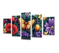 5 Pièces Diamond Painting Fleur Papillon Diamond Painting Adulte, DIY Full Drill Loisirs Créatifs Broderie Diamant Kit, Broderie Diamant Grand pour Décoration Maison Cadeau Femme 175x105cm q-720