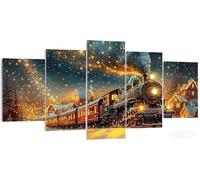 5 Pièces Diamond Painting Former, Grande Peinture Diamant Hiver, 5D Bricolage Kit Broderie Loisirs Créatifs Adultes, XXL Puzzle Strass Mosaïque, Point de Croix pour Murale Décor 150x80cm W5-520