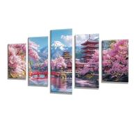 5 Pièces Diamond Painting Japon Paysage Diamond Painting Adulte, DIY Full Drill Loisirs Créatifs Broderie Diamant Kit, Broderie Diamant Grand pour Décoration Maison Cadeau Femme 175x105cm q-699