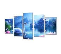 5 Pièces Diamond Painting Lac Cygne Broderie Diamant Kit Complet, Grand Format Diamant Painting Puzzle Stitch, DIY Diamond Art Point de Croix Craft Kit, Tableau Decoration Murale 300x150cm j7s-134