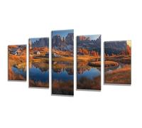 5 Pièces Diamond Painting Lac Paysage Diamond Painting Adulte, DIY Full Drill Loisirs Créatifs Broderie Diamant Kit, Broderie Diamant Grand Art pour Décoration Maison Cadeau Femme 175x105cm q-689