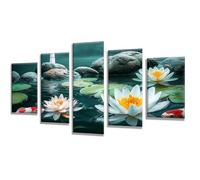 5 Pièces Diamond Painting Lotus Koï Diamond Painting Adulte, DIY Full Drill Loisirs Créatifs Broderie Diamant Kit, Broderie Diamant Grand Art pour Décoration Maison Cadeau Femme 225x135cm q-522