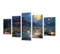 5 Pièces Diamond Painting Lune Architecture Diamond Painting Adulte, DIY Full Drill Loisirs Créatifs Broderie Diamant Kit, Broderie Diamant Grand pour Décoration Maison Cadeau Femme 225x135cm q-578