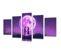 5 Pièces Diamond Painting Lune Couple Diamond Painting Adulte, DIY Full Drill Loisirs Créatifs Broderie Diamant Kit, Broderie Diamant Grand Art pour Décoration Maison Cadeau Femme 175x105cm q-694