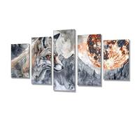 5 Pièces Diamond Painting Lune Loup Broderie Diamant Kit Complet, Grand Format Diamant Painting Puzzle Stitch, DIY Diamond Art Point de Croix Craft Kit, Tableau Decoration Murale 300x150cm j7s-272