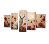 5 Pièces Diamond Painting Lune Loup Broderie Diamant Kit Complet, Grand Format Diamant Painting Puzzle Stitch, DIY Diamond Art Point de Croix Craft Kit, Tableau Decoration Murale 300x150cm j7s-238