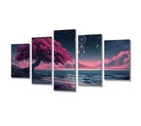 5 Pièces Diamond Painting Mer Arbre Broderie Diamant Kit Complet, Grand Format Diamant Painting Puzzle Stitch, DIY Diamond Art Point de Croix Craft Kit, Tableau Decoration Murale 300x150cm j7s-176