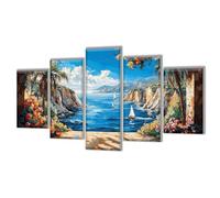 5 Pièces Diamond Painting Mer Paysage Diamond Painting Adulte, DIY Full Drill Loisirs Créatifs Broderie Diamant Kit, Broderie Diamant Grand Art pour Décoration Maison Cadeau Femme 50x30cm q-353