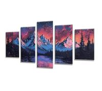 5 Pièces Diamond Painting montagnes Paysage Diamond Painting Adulte, DIY Full Drill Loisirs Créatifs Broderie Diamant Kit, Broderie Diamant Grand pour Décoration Maison Cadeau Femme 175x105cm q-732